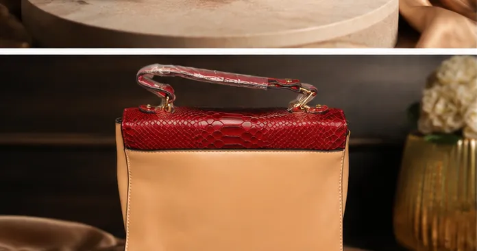 Crimson Croc-Flap Two-Tone Satchel - Image 5