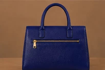 Navy Pebbled Leather Buckle Satchel - Image 5